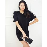 代购正品韩国现货进口服装2015新款夏季装钉珠女连衣裙韩版女装