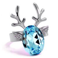 飾品廠家 奧地利元素水晶戒指  開口戒指 飾品-小鹿吉祥-1057