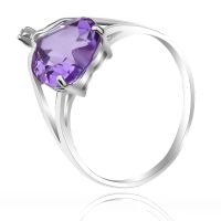 天然紫水晶戒指 微镶925纯银镶水晶饰品 彩宝纯银戒指批发