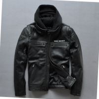 大码男装批发机车服潮男皮外套男式朋克印花连帽***加厚皮衣货源
