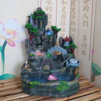 树脂假山流水喷泉鱼缸池盆景***轮工艺品玄关摆设办公室客厅摆件