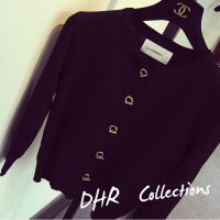 DHR 2014东大门新款韩国代购韩版欧美原单***金扣短款针织衫开衫