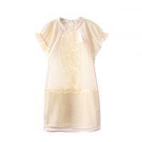 琪-8116#-TP 欧美时尚品牌同款甜美荷叶边网纱拼接短袖宽松连衣裙