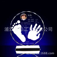 白坯/批发/胎毛章/胎发坠/水晶手脚印/圆满/