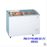 全新正品Haier/海尔双移门圆弧透明门卧式商用冷柜冰柜冷冻柜