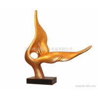 供应现代贴金箔树脂工艺品 红色烤漆树脂雕塑摆件 深圳抽象软装配饰