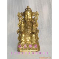 批发定做加工开光纯铜财神铜器摆件***家居饰品金属工艺品文财神