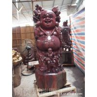 厂家直销 根雕工艺品 木雕工艺品 红木三子弥勒 大型笑佛木雕佛像