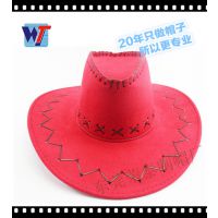 20年草帽厂旅游景区热销皮草编西部牛仔帽 儿童骑马表演帽大沿帽