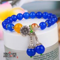 【盈宝堂】明星杂志时尚瑞丽欧美***晶首饰 天然蓝玉髓手链批发