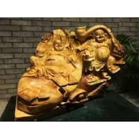 双色崖柏精品，弥勒佛摆件，秦岭崖柏，雕刻摆件