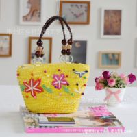 小款扎珠 鄉(xiāng)村風(fēng)情 植物手工藝制品 歐美日韓原單草編包編織包