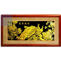 [金之幻]金雕画纯手工雕刻—富贵满堂