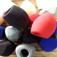 深圳生产 100*60MM海绵植绒印LOGO电视台话筒海绵套 可订做