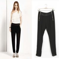 春夏時(shí)尚新品 歐美范 拉鏈裝飾哈倫褲 休閑長(zhǎng)褲 女