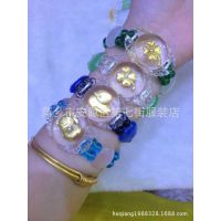 水晶包金手链 高仿千足金水晶手链 创意简约水晶镶金饰品厂家批发