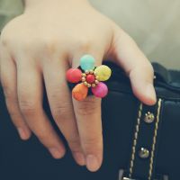 泰国蜡绳编织饰品 彩色松石戒指 原创泰饰手工民族饰品批发s0138