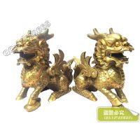 批发精工纯铜 ***财富麒麟摆件 ***家居装饰品摆设一对 大号