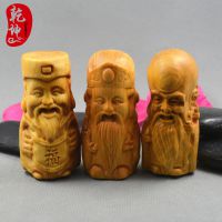 太行山千年崖柏手把件木雕刻工艺品《福禄寿》挂件摆件 厂家批发