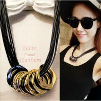 潮人***时尚欧美夸张项链锁骨链金属圈韩国项链装饰品项链女配饰