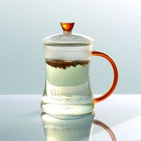 ***玻璃茶杯内胆耐热玻璃杯三件式茶杯子透明过滤水杯400ML