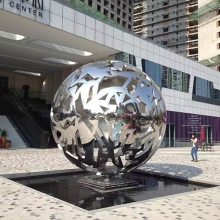 不锈钢镂空球雕塑酒店户外广场金属透雕圆球装饰玻璃钢铁艺通花球花纹空心球雕塑摆件