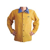 友盟AP-3060 金黄色皮配蓝色阻燃背布焊接服 耐磨电焊服