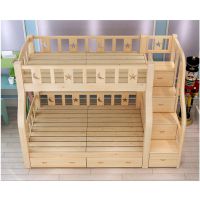 青岛松木儿童高低床现代简约实木梯柜爬梯儿童床
