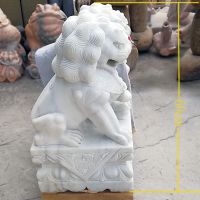 石雕石狮子汉白玉中式传统石狮子一对家用门口动物雕塑定做