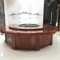 武汉酒店豪华电动餐桌 古典实木雕花音乐喷泉桌椅