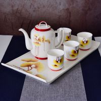 唐山浩新骨瓷厂家批发骨瓷功夫茶具套装金边陶瓷茶杯带茶盘礼品茶茶壶定制logo
