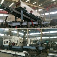 毛石简易移动碎石机助力张家口城市道路改造 轮胎筛分破碎一体机