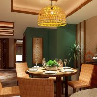 竹灯吊灯现代客厅餐厅灯具个性创意东南亚乡村竹编灯饰