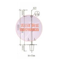 11米环形独立避雷针塔,GH-1,GH-2，GH-3，GH-4环形钢管杆避雷针