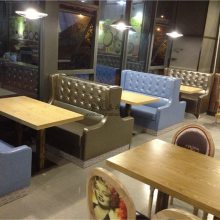 江门牛排西餐厅家具沙发定制，江门简约现代卡座沙发桌椅组合