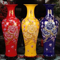 中国红陶瓷花瓶生产厂家，庆典纪念礼品陶瓷大花瓶订做
