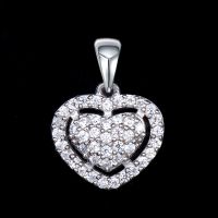 【Miss G】S925银项链女 心形镶嵌吊坠颈链配饰 时尚锆石银饰品定制