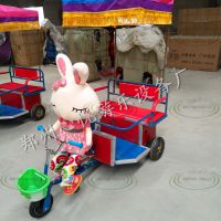 新款小兔子毛绒动物拉车 山东菏泽双人机器人蹬车电动玩具