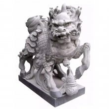 福建石雕加工厂家 石雕麒麟一对 门口石头摆饰 ******麒麟摆件动物雕塑