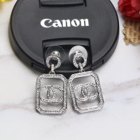 新款CC方形盾牌耳钉 小香镶钻耳钉 韩版外贸时尚耳饰品