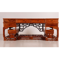 中国全套刺猬紫檀弯脚办公台桌种类 花梨木办公室家具组合