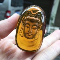 泛茶色观音 茶色琥珀观音雕件