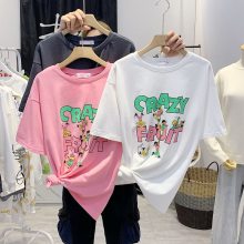 广州2017夏季时尚新款纯棉女士大版T恤 大码女士短袖批发 白色 均码