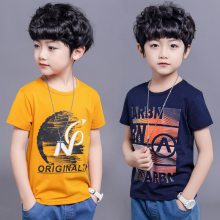 便宜童装短袖批发市场 韩版时尚儿童卡通T恤圆领印花童装半袖