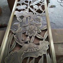 青古铜拉丝铝艺隔断 大气庄重铝板雕刻花格来图设计