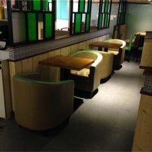 广州甜品店单人沙发桌椅组合，广州简约现代风格甜品店家具定制