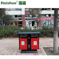 钢木户外垃圾箱、青岛环保垃圾桶、户外分类垃圾箱、果皮箱