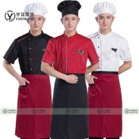 宇晟现货批发短袖厨师服吸湿排汗酒店后厨服装