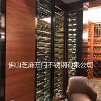 定制不锈钢酒柜 拉丝玫瑰金红酒展示柜，简约现代家用小酒窖