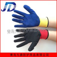 厂家直供乳胶劳保手套尼龙内里起皱涂胶防护用品批发耐磨防化